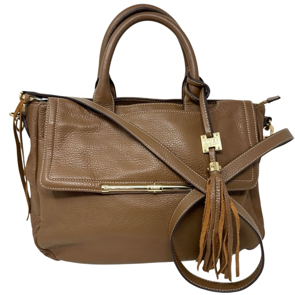 Aimee Kestenburg Brown Pebbled Leather Satchel Bag Crossbody Shoulder Purse